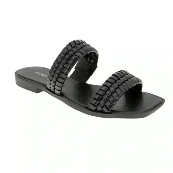 BCBGENERATION Womens Black Comfort Lara Square Toe Slip On Sandals WomenSize 7.5 - Picture 1 of 5